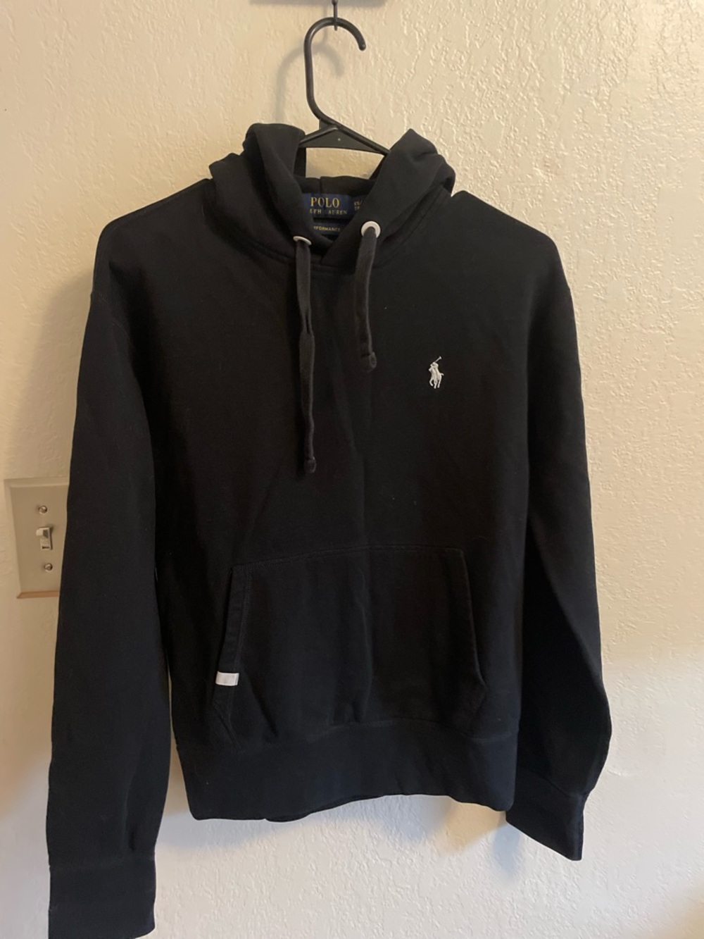 Ralph Lauren Black Pullover Hoodie with White Polo Logo
